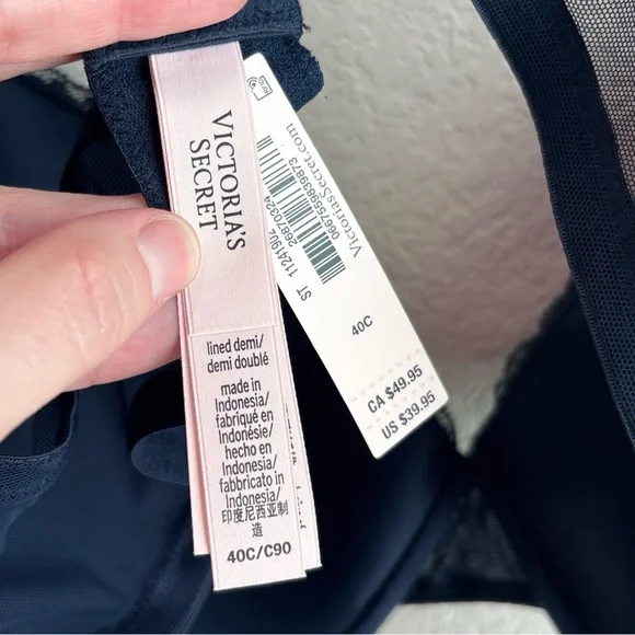 NWT Victoria’s Secret Lined Demi Lace Bra Navy Blue 40C - Picture 7 of 8